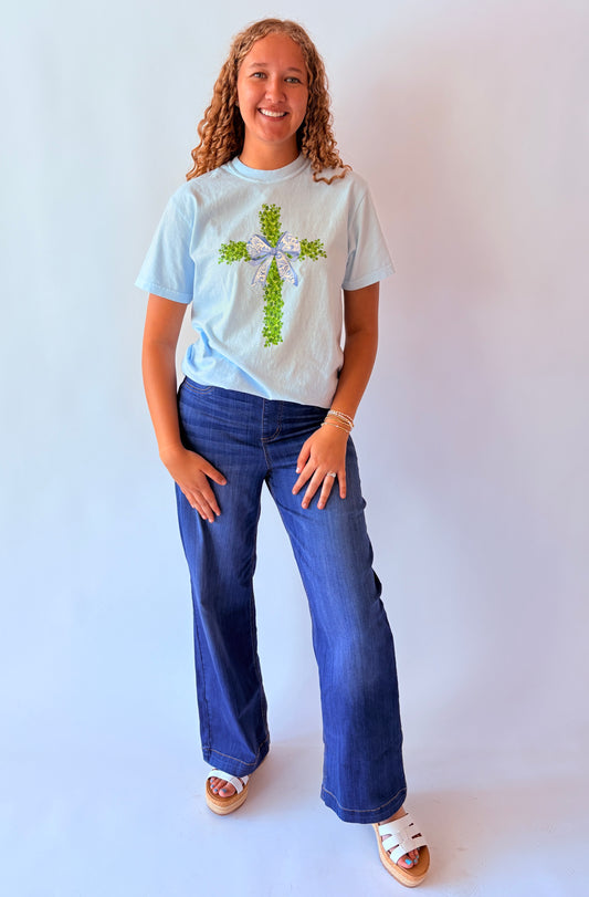 Cross Croquette Graphic Tee - Chambray