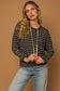 Long Sleeve Solid Hoodie Stripe Top - Charcoal