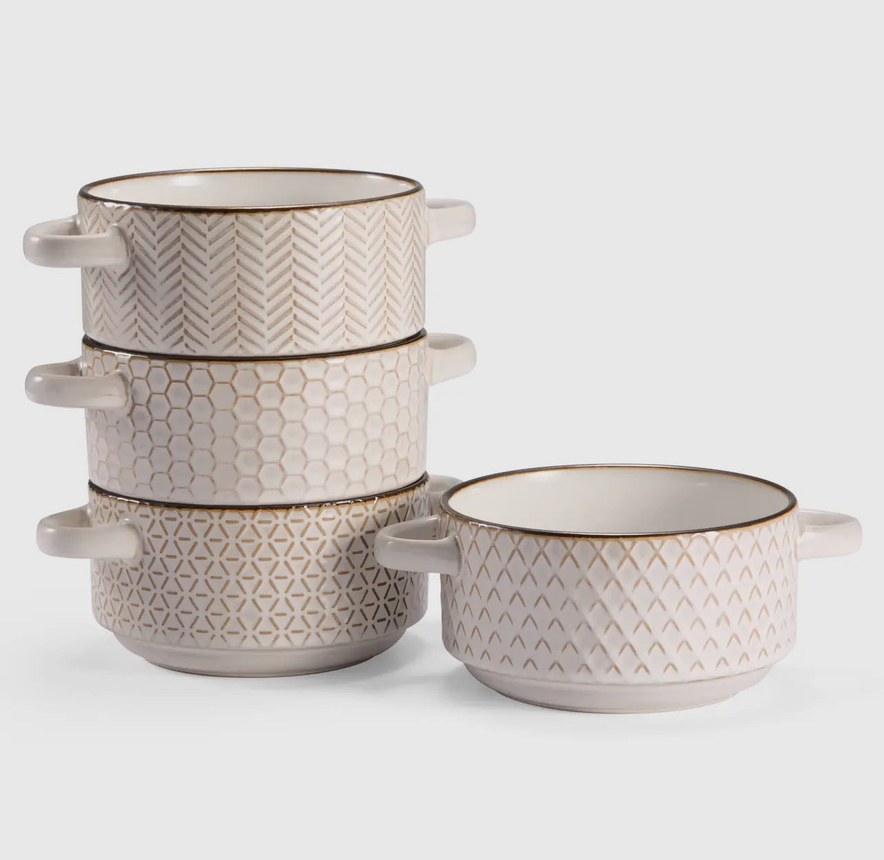 Ceramic Soup Bowls with Handles Set of 4