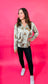 Let’s Get Creative Olive Cheetah Satin Button Down