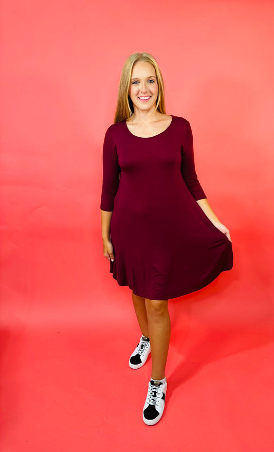 Make Your Choice Burgundy Swing Dress