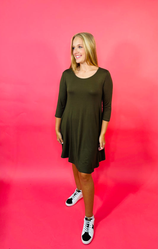 Make Your Choice Olive Swing Dress