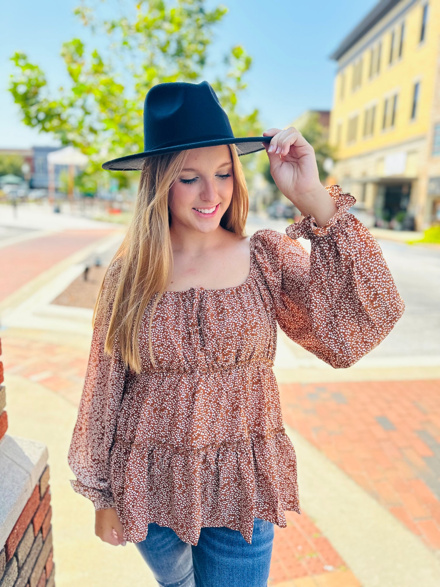 Falling For Floral Tiered Babydoll Blouse