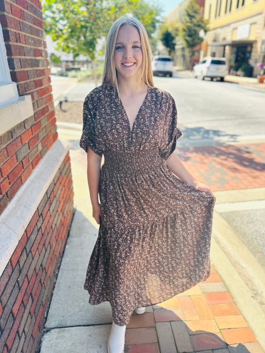 Autumn Whimsy Floral Maxi Dress