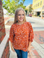 Cognac Elegant Animal Print Blouse