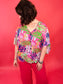 Palms Away Palm Print Button Front Top