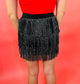 Eye Catcher Black Fringe Rhinestone Mini Skirt