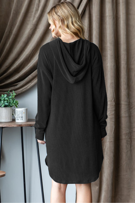 ONLINE ONLY Ribbed Long Sleeve Hooded Dress