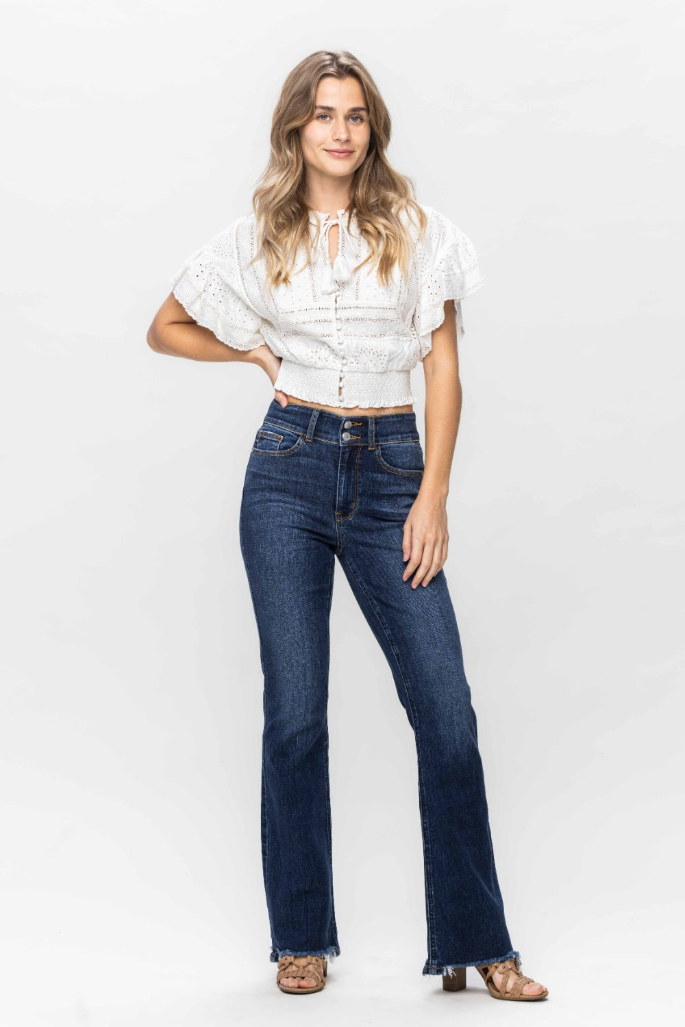 ONLINE ONLY Judy Blue Full Size Frayed Hem Bootcut Jeans