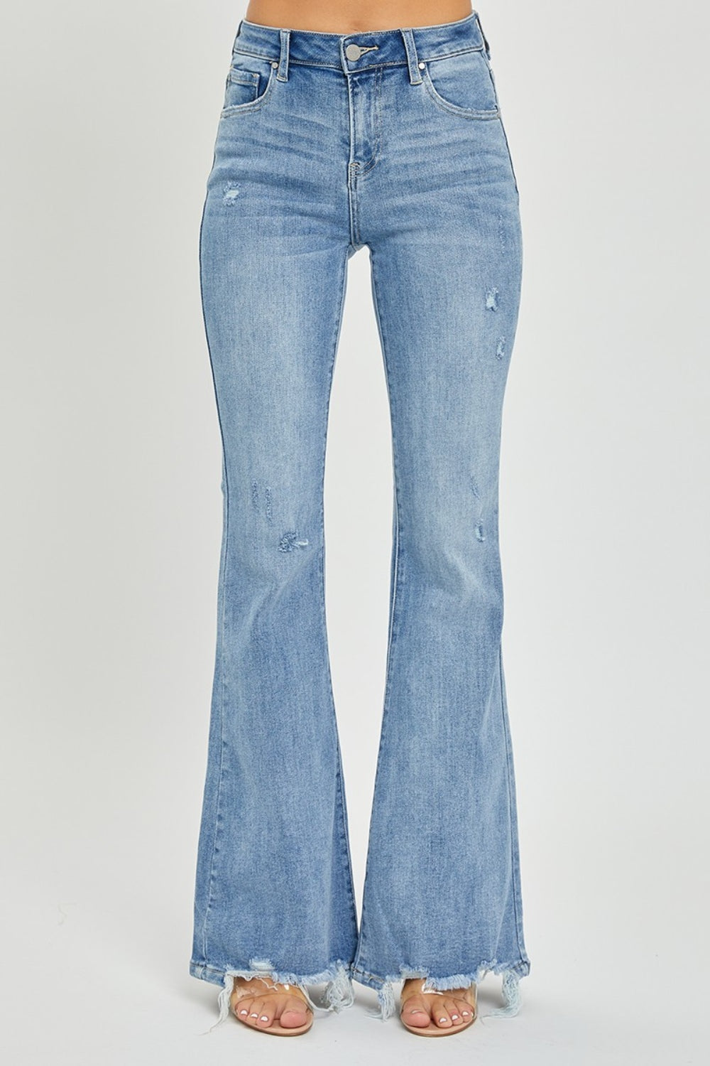 ONLINE ONLY Risen Full Size High Rise Frayed Hem Flare Jeans