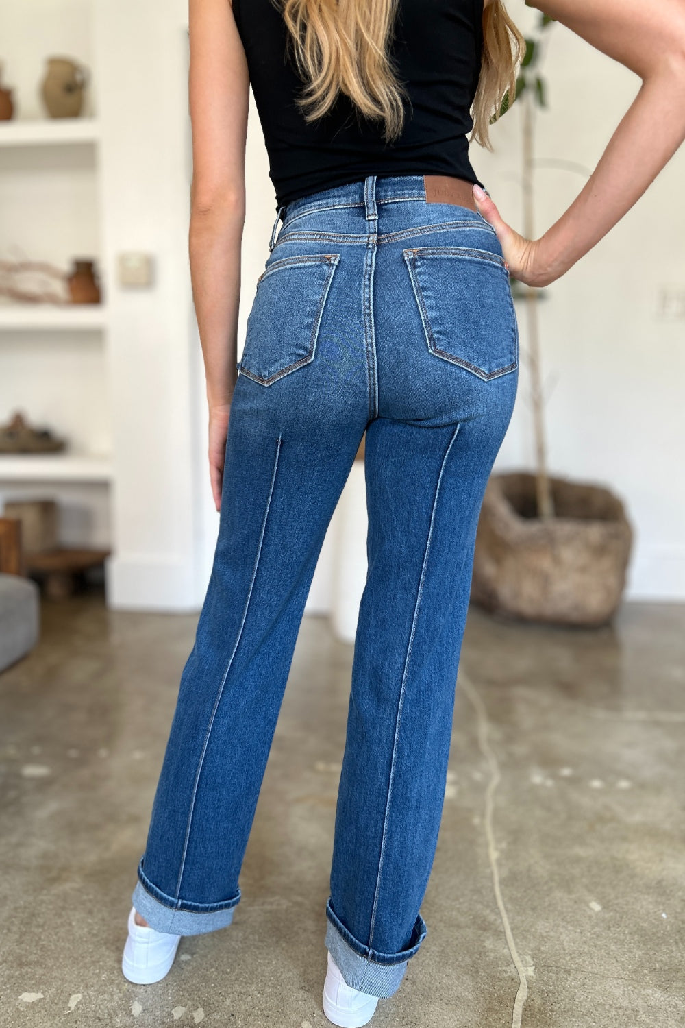 ONLINE ONLY Full Size High Waist Front Seam Detail Straight Jeans