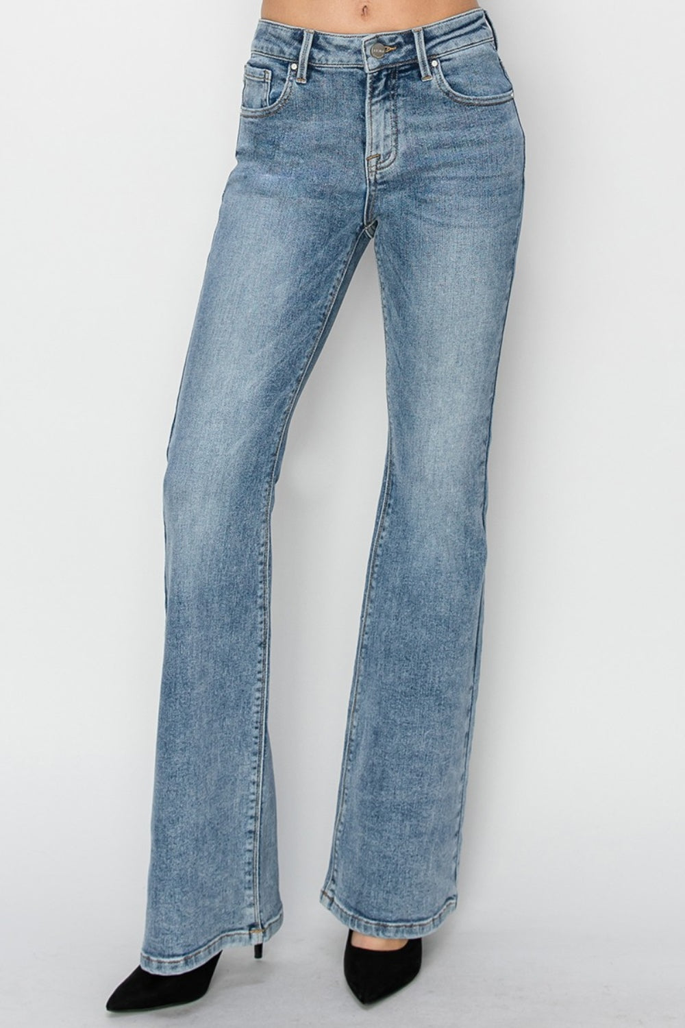 ONLINE ONLY RISEN Full Size Mid Rise Bootcut Jeans