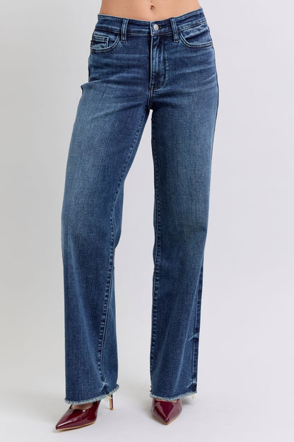 Judy Blue Full Size Raw Hem Mid Rise Jeans ONLINE ONLY