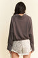 Drawstring Hem Half Zip Raglan Sleeve Sweatshirt