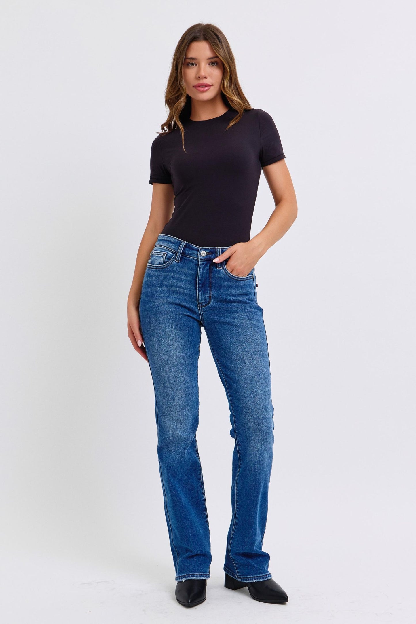 Judy Blue Full Size Run Mid-Rise Bootcut Jeans with Thermal Lining ONLINE ONLY