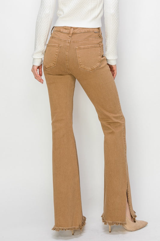 ONLINE ONLY RISEN Bailey Full Size High Waist Side Slit Flare Jeans