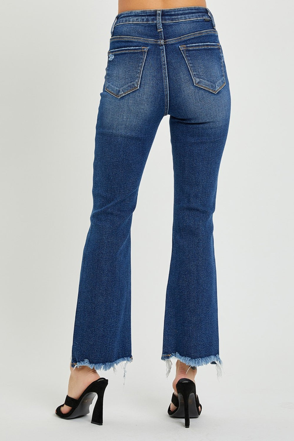 ONLINE ONLY RISEN High Rise Distressed Crop Flare Jeans