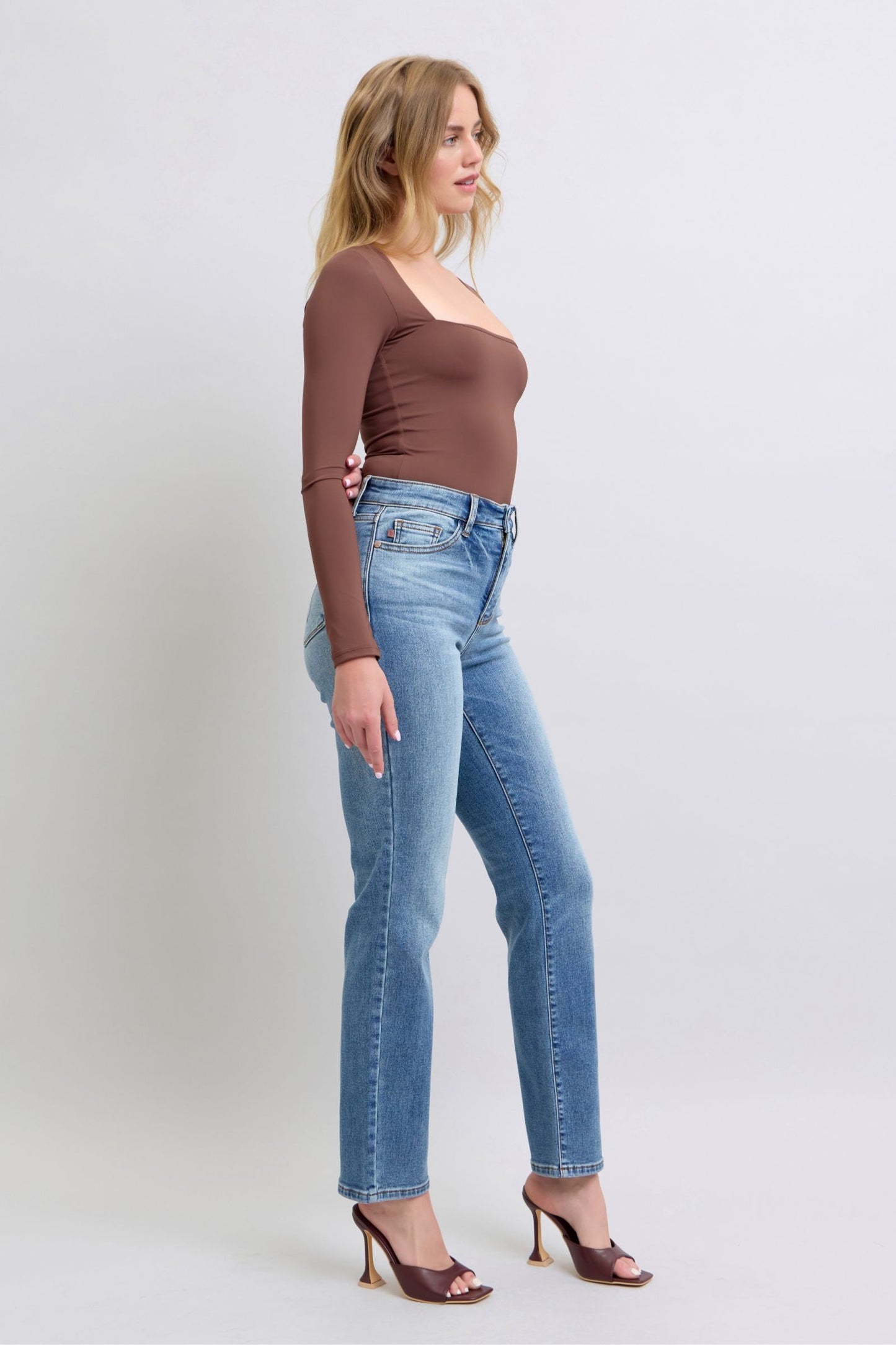 Judy Blue Full Size Wash Thermal Straight Jeans with Pockets ONLINE ONLY