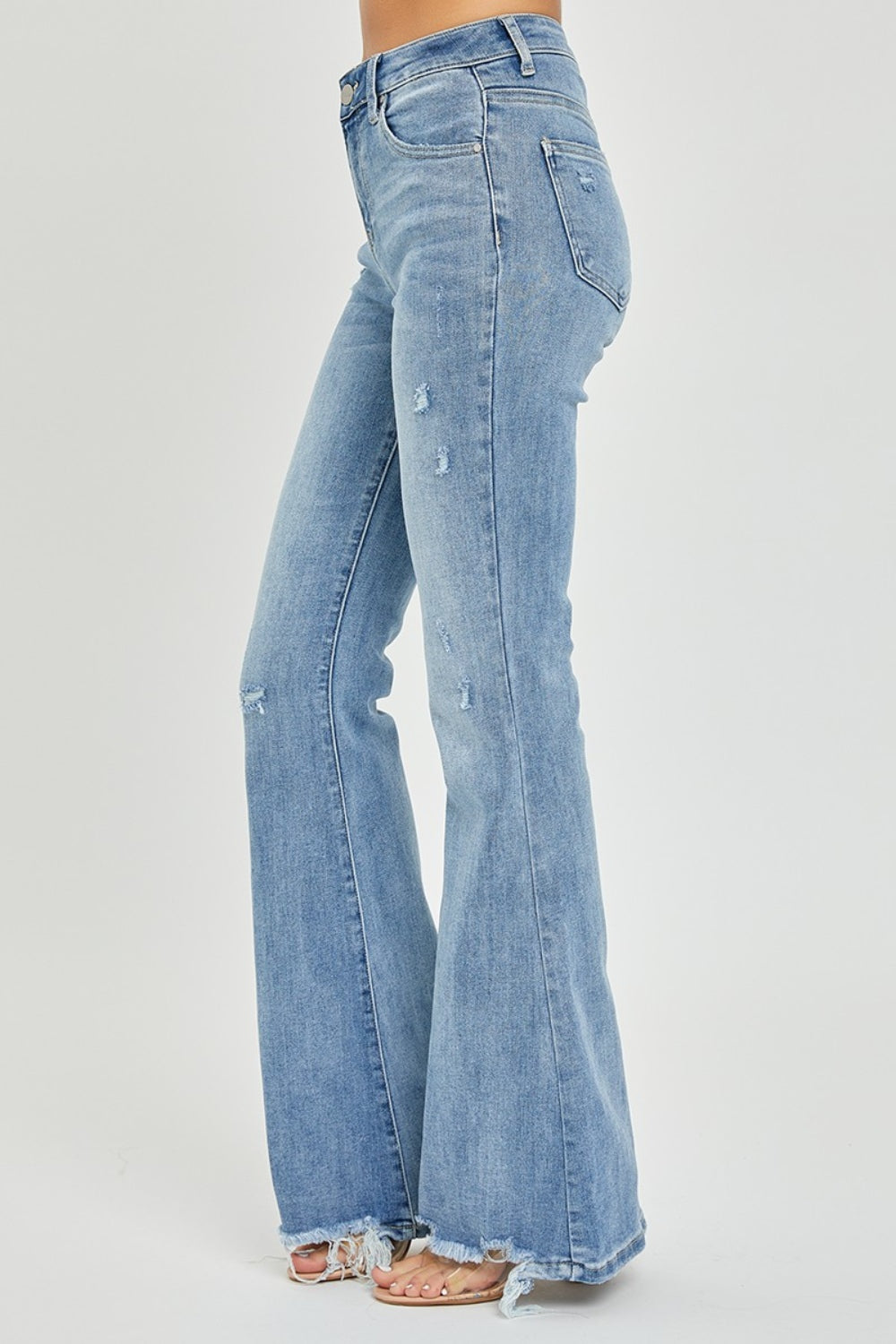 ONLINE ONLY Risen Full Size High Rise Frayed Hem Flare Jeans