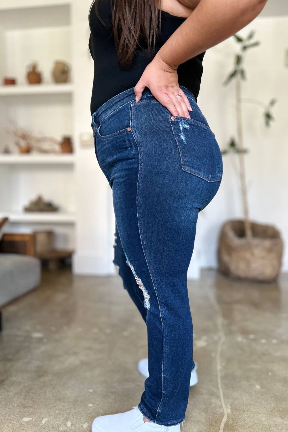 ONLINE ONLY Judy Blue Full Size High Waist Rigid Magic Heavy Destroy Straight Jeans