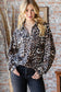 Full Size Leopard Johnny Collar Long Sleeve Top