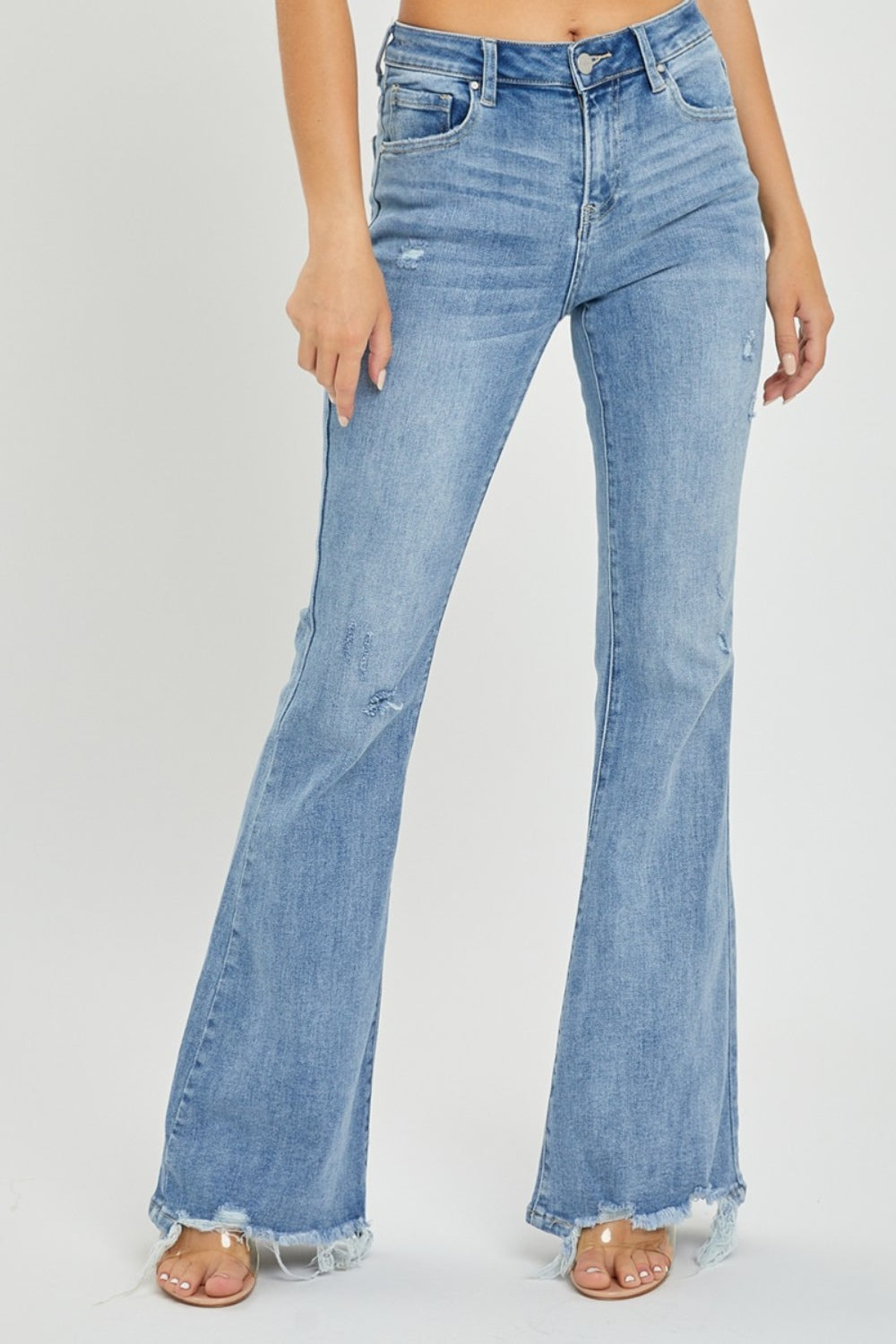 ONLINE ONLY Risen Full Size High Rise Frayed Hem Flare Jeans